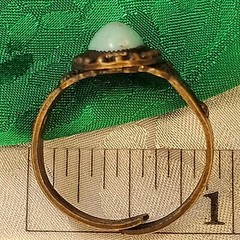 Copper Art RING Vintage Engraved Adjustable Size Robins Egg Blue Color Stone