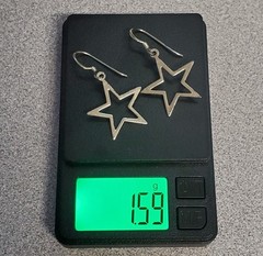 VTG 925 Star Dangle Earrings 1.5in Drop Sterling Silver 1.59g Celestial Estate