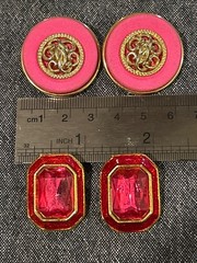 Vintage 1980s Clip On Earring Lot Chunky 80s Pop Art Enamel Pearl Button 8 Pairs