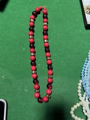 Vintage Red Gold Bead Necklace