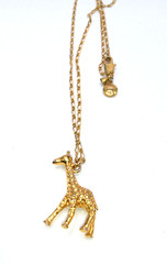 Vintage J Crew Gold Tone Fun Giraffe Pendant 26 In Necklace Endangered Species