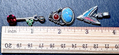 8 UNIQUE VINTAGE SILVER TONE PENDANTS D595