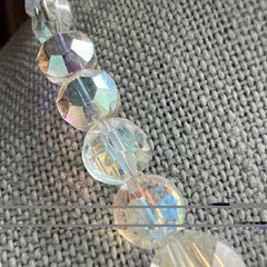 Vintage Aurora Borealis Crystal Necklace, 17″; Nice