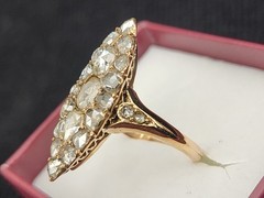 14K Gold 19/20th Century Navette Vertical Marquise Ring