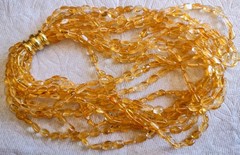Vintage 18K Gold MAZ Hammered Clasp Citrine Multi Strand Necklace 10 Strand 195g