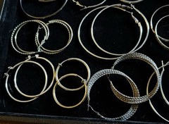 14 Pairs Assorted Vintage Hoop Earrings Various Sizes And Styles Silver Tone