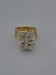 Letter L Convertible 3-in-1 Ring Pendant Brooch 18k GP Rhinestone Sz 6.25 15mm