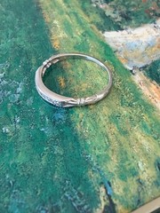 ANTIQUE ART DECO 1920’S NATURAL DIAMOND BAND RING 14K WHITE GOLD SIZE 4.5