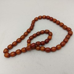 Antique Ottoman Dark Honey Cognac Bakelite Catalin Faturan Bead Necklace 84.71g