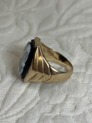 Antique 10K Hardstone Cameo Intaglio Gold Ring Size 8