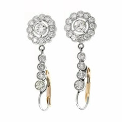 Art Deco Style Lab Created Diamond Floral Anniversary 14K White Gold FN Earrings