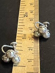 Vintage Signed JMS 1/20 12kt Gold Filled Pearl Screw Back Earrings