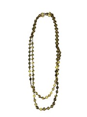 Liz Claiborne Signed Vintage 32″ Double Strand Gold Tone Coin Disc Necklace