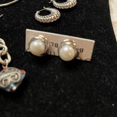 Silver Tone Pierced Earring Lot of 5 Dangle Drop Hoop & Stud