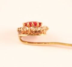 14K Gold Stick Pin with .44 Carat Almandine Garnet Stone