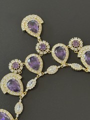 Ciner Signed Purple & Clear Crystal Rhinestone Drop Necklace 1960s