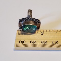 Vtg Sterling Silver & Caribbean Blue Green Quartz Ring Ornate Artisan Boho Sz 9
