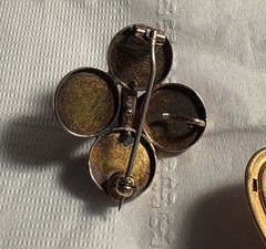 Lot Of 3: Victorian Locket, Clover, Etc. Brooches One Marked 1/20 12k GF