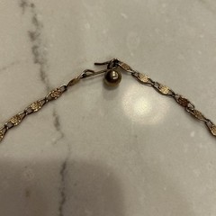VTG 50’S RED LEAF AB FAUX PEARL 17″ GOLDTONE ADJ CHOKER NECKLACE HOOK CLASP