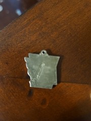 Vintage Sterling Silver 925 Arkansas State Map Souvenir Bracelet Charm Pendant