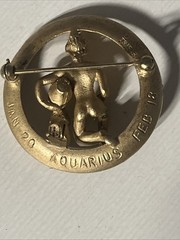 Vintage Crown Trifari Gold-tone Aquarius Zodiac Pin Brooch Signed