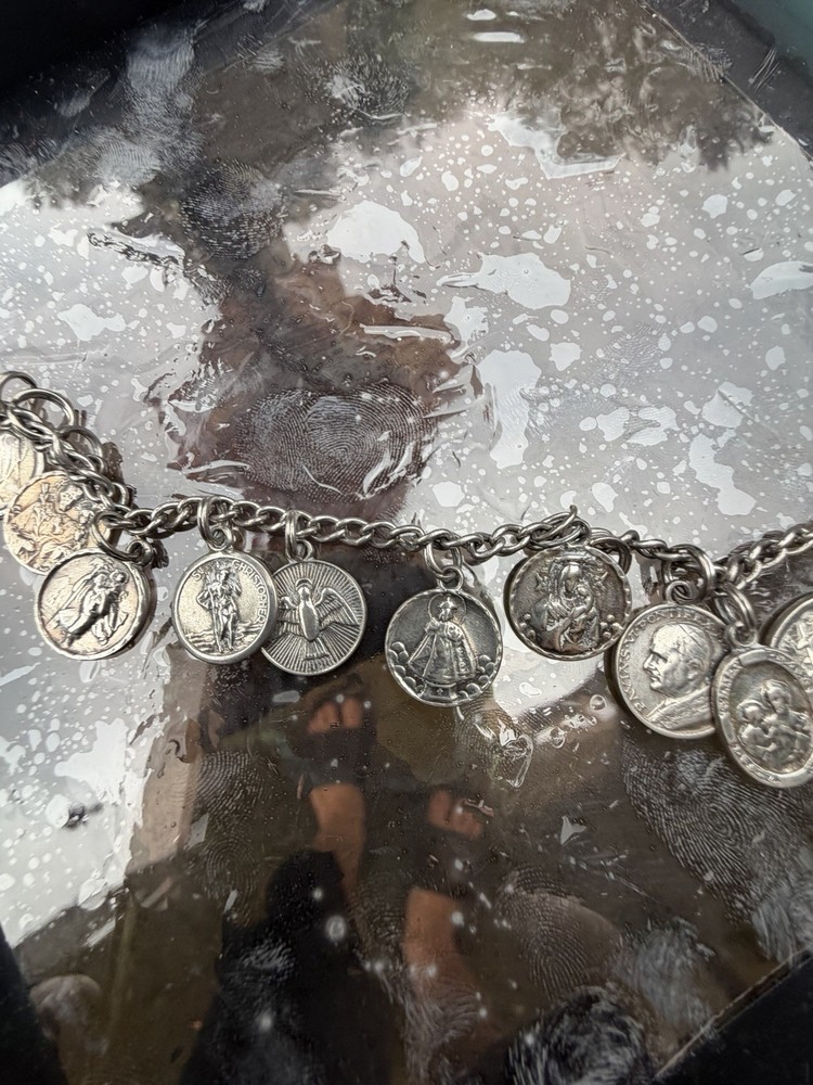 Vintage Sterling Religious Charm Bracelet