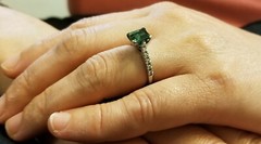 Vintage Platinum Engagement Ring 1.96CT. Gem Natural Green Tourmaline