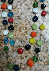 AntiqueVintage Glass Beaded Necklace, 60″ Long, Nice!