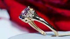 10k yellow gold ring 1.50ct amethyst & Crystal size 6 handmade vintage 2.40gr