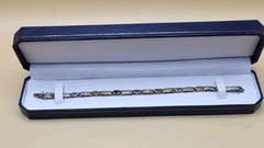 JJ Creation Signed Gold on Sterling Silver Multi Gemstone Bar Link Bracelet 12g