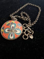 Vintage Cloisenay Colorful Necklace. 60s Era. Gold Tone