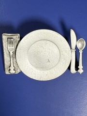 Vintage Jonette Jewelry Pewter Dinner Plate Pin – 2” Wide – 1988