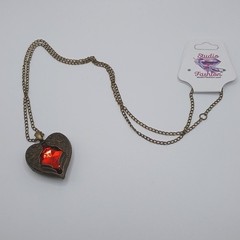 Guardian Angel Heart Necklace with Red Crystal Accent