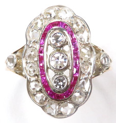 Victorian Edwardian Rose Diamond Engagement 14KY & Silver Rg Sz 6 UK-L1/2 EGLUSA