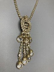 Rhinestone Necklace Crystal Waterfall VTG Beaded Statement 1960s 15.5in Stunning