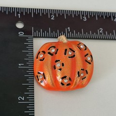 Ladies Orange Enamel Pumpkin Rhinestone Gold Tone Fall Autumn Brooch Pin