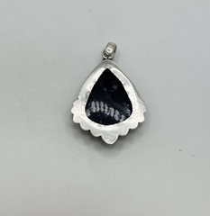 Vintage Sterling Silver 925 Dark Blue Pendant Southwestern Style Estate Jewelry