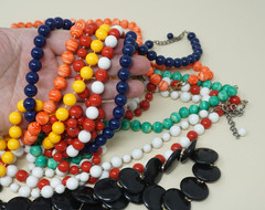 Vintage Beaded Necklace Lot Plastic Acrylic Stone Wood Bead Craft