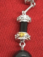 Vintage 925 Sterling Silver Black Onyx Clear Cubic Zirconia Pave Bold Pendant