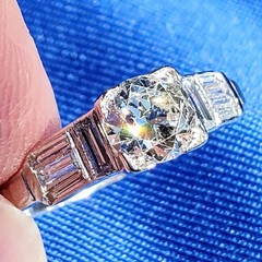 Original EARTH MINED DIAMOND Art Deco Engagement Ring SOLID PLATINUM Solitaire