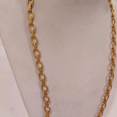 Vtg 30″ Liz Claiborne Gold Tone Chain Link Necklace With Blue And White Pendant