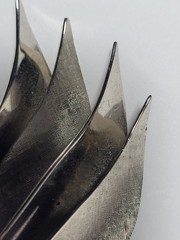Vintage Silvertone Leaves Foliage Flame 3D Brooch Mid Century Fashion Jewelry