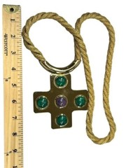 Vintage Lanvin Paris Gold Tone Cross Necklace 29 Inches Long with 4 Inch Pendant