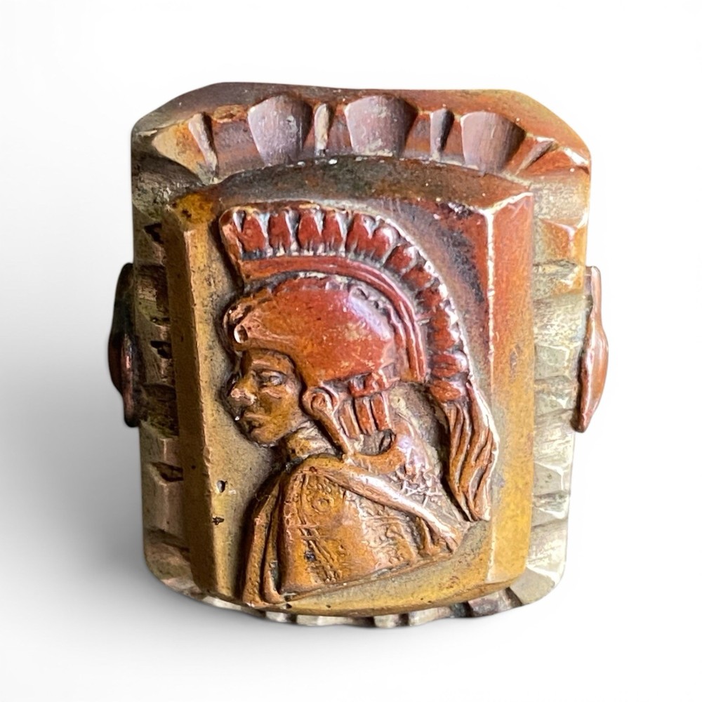 Vintage 1940s Mexican Biker Ring Roman Centurion Trojan Soldier 9.75 Two-Tone