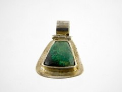 Vintage 950 Sterling Silver Green Chrysocolla Pendant 3.1 Grams