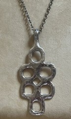 Vintage B+D Dennung Denmark sterling silver Overlay pewter pendant 24” necklace