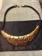 Codoro Silk Braided Gold Half Moon Neckace