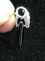 Vintage Clear Cubic Zirconia’s & Black Onyx Glass In Unique Design Earrings
