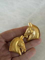 Vintage Gold Toned Hermès Horse Earrings