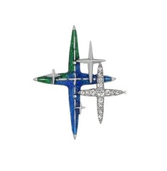 MCM Style Women’s Atomic Starburst Brooch Enamel with Crystals Gold Tone